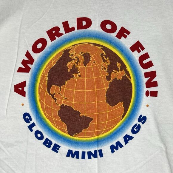 Vintage 80’s A World Of Fun/ Globe Mini Mags Print T-Shirt Sz. XL Single Stitch - Picture 8 of 12